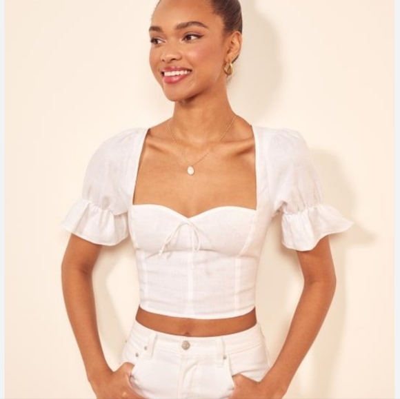 REFORMATION CAPULET LINEN TOP - Picture 2 of 8